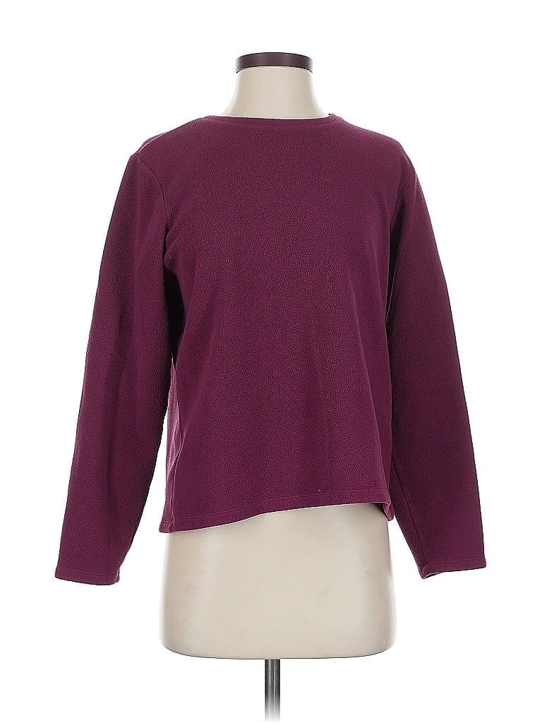 Pre-owned Lands' End Fleece Jacket In Burgundy