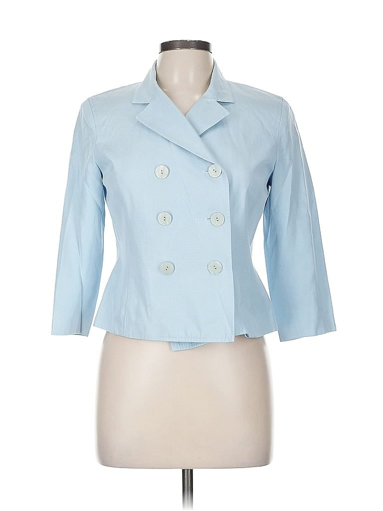 Pre-owned Talbots Silk Blazer Jacket In Blue