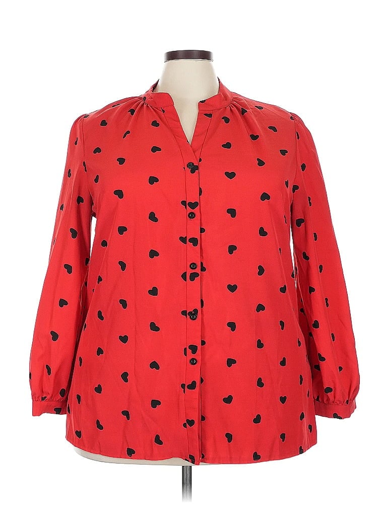 SHEIN CURVE Pre-owned 3/4 Sleeve Blouse In Red