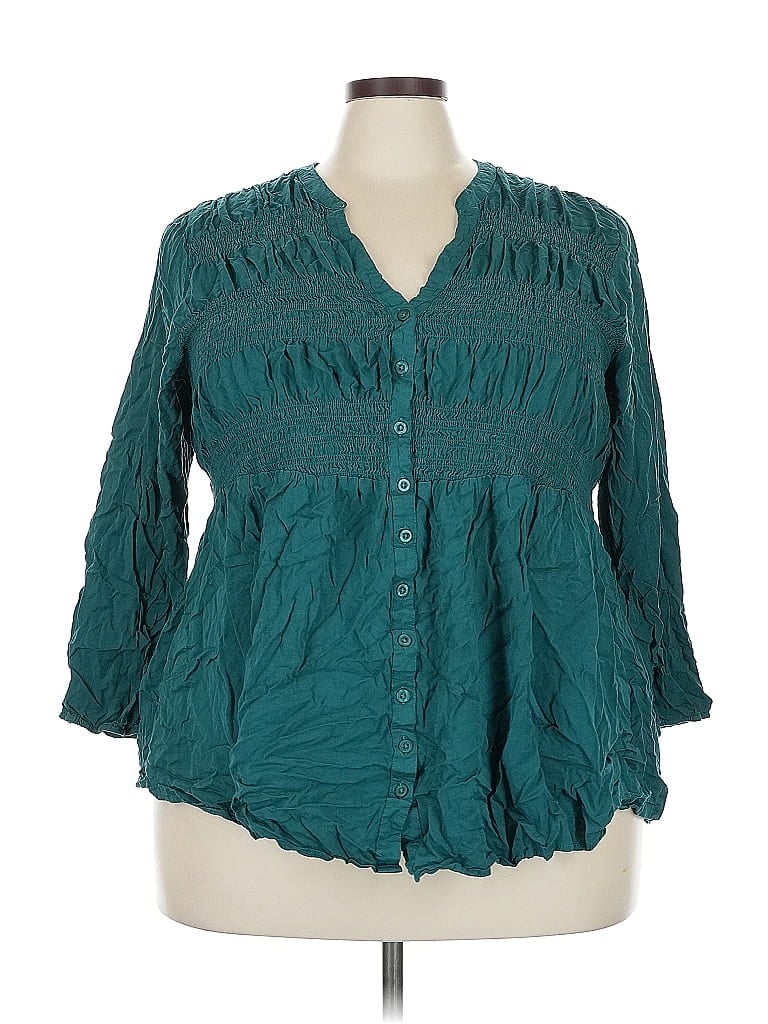 Pre-owned Torrid 3/4 Sleeve Blouse In Blue