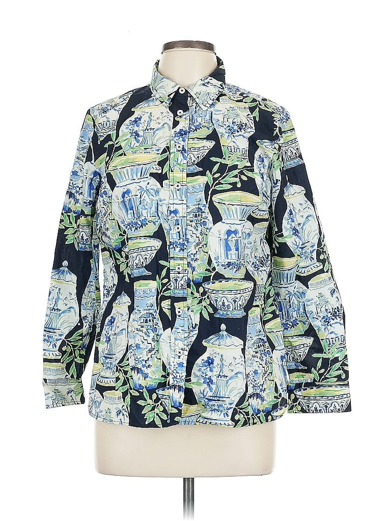 Pre-owned Talbots Long Sleeve Button Down Shirt In Blue