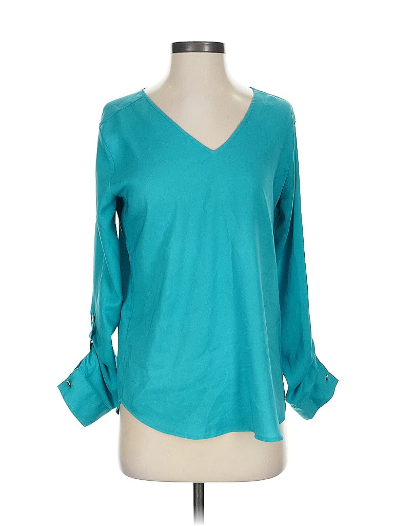 Pre-owned Ann Taylor Factory 3/4 Sleeve Blouse In Blue