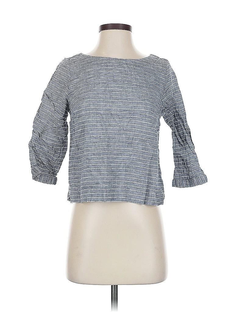 Pre-owned Tahari 3/4 Sleeve Top Gray Boatneck Tops