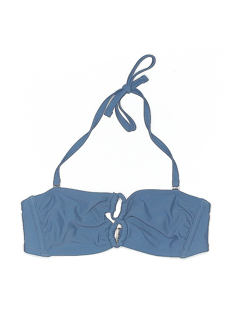 Pre-owned Shade & Shore Swimsuit Top Blue Solid Pattern Swimwear