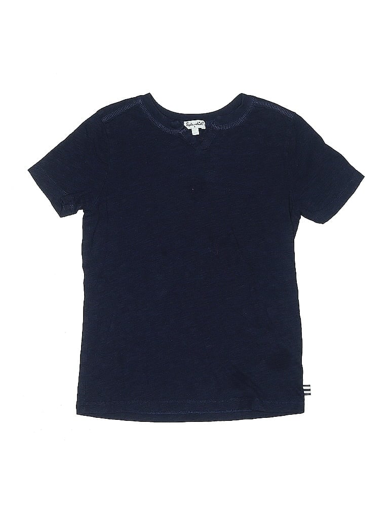 Pre-owned Splendid Kids' Short Sleeve Henley Shirt In Blue