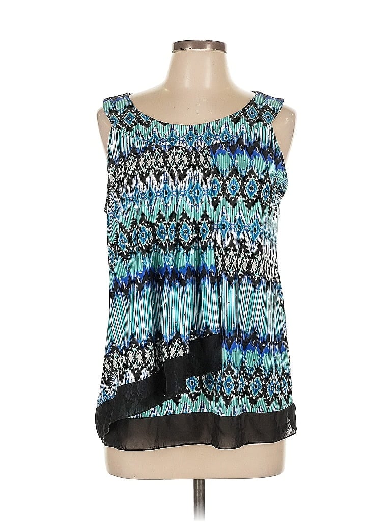 Click to view more detailed imagery on our partner's website Pre-owned Roz & Ali Sleeveless Blouse In Blue