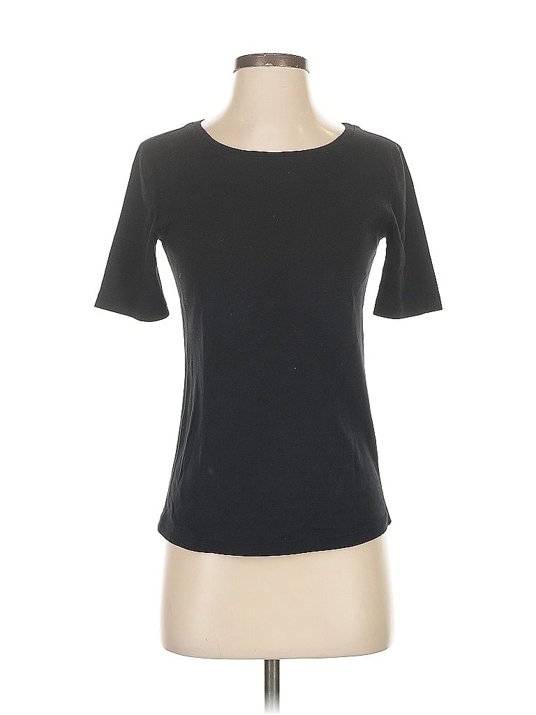 Pre-owned Three Dots Short Sleeve T-shirt In Black