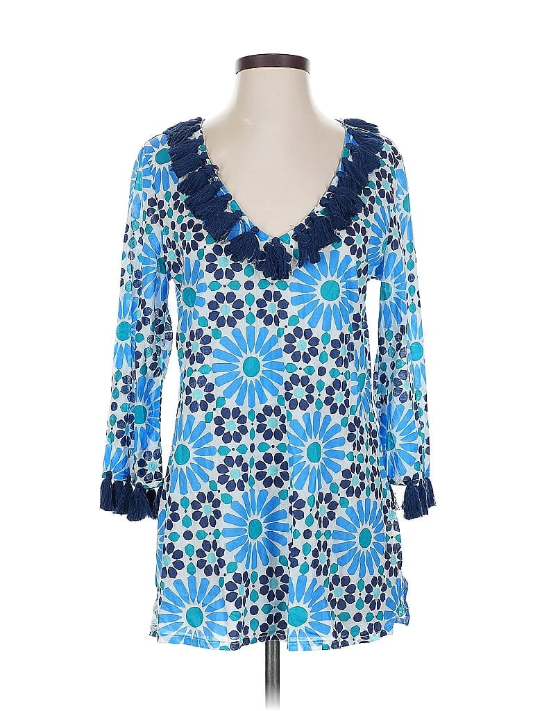 Pre-owned Mud Pie 3/4 Sleeve Blouse In Blue