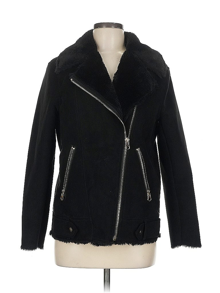Pre-owned H&m Faux Fur Jacket In Black