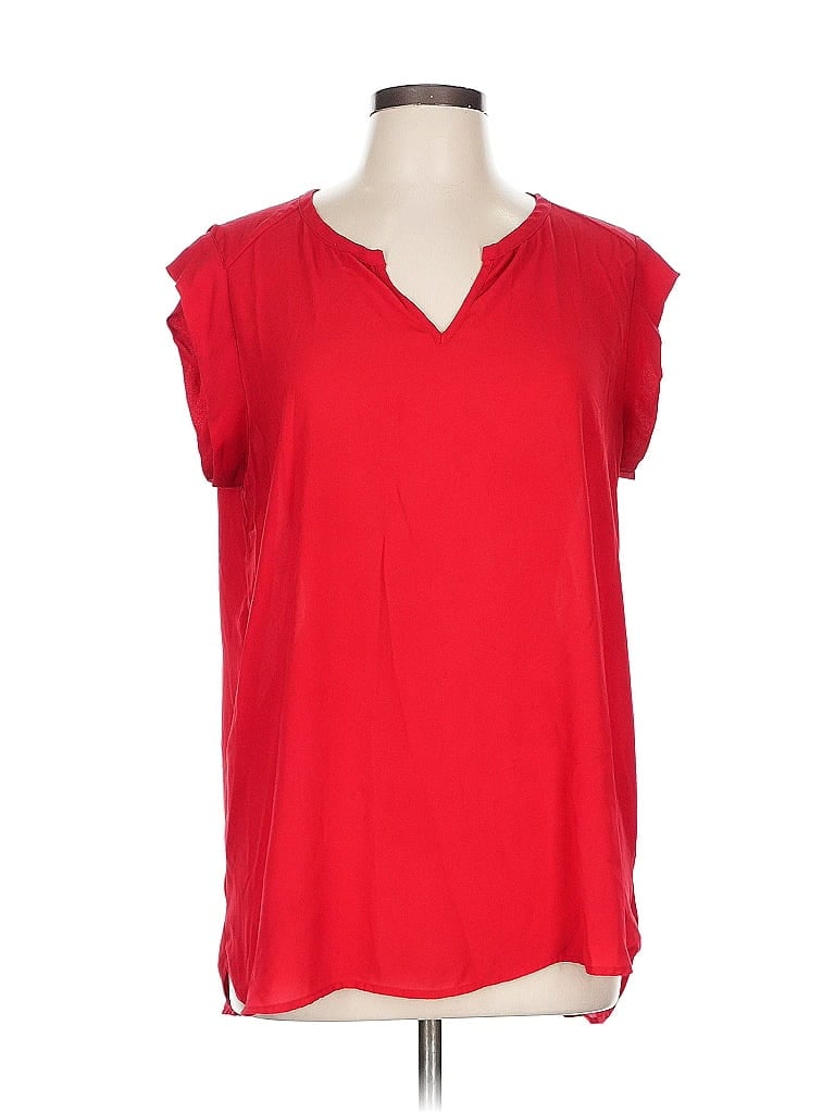 Pre-owned Pleione Short Sleeve Blouse In Red