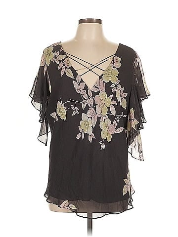 Adrianna Papell Short Sleeve Silk Top (view 1)