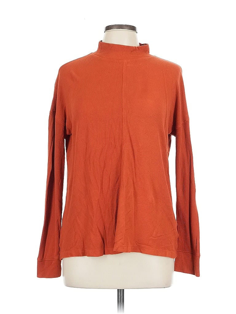 Pre-owned A.n.a. A New Approach Long Sleeve Top Orange Turtleneck Tops