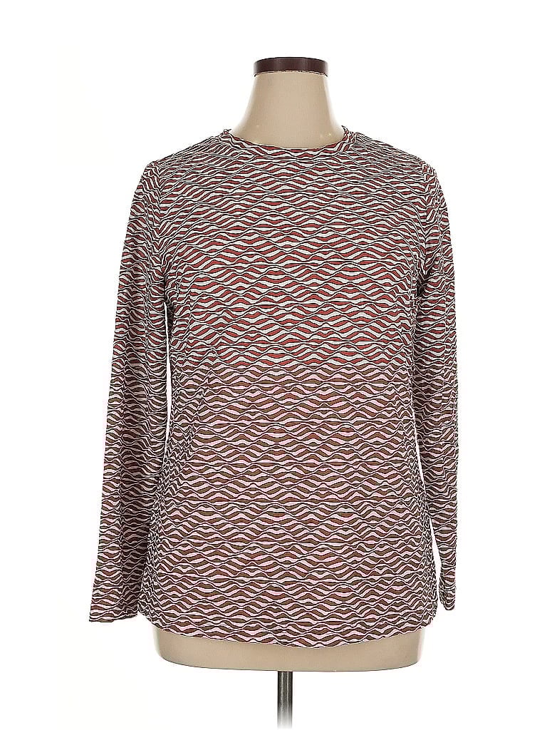 Pre-owned Ava & Viv Long Sleeve Top Burgundy Crew Neck Tops