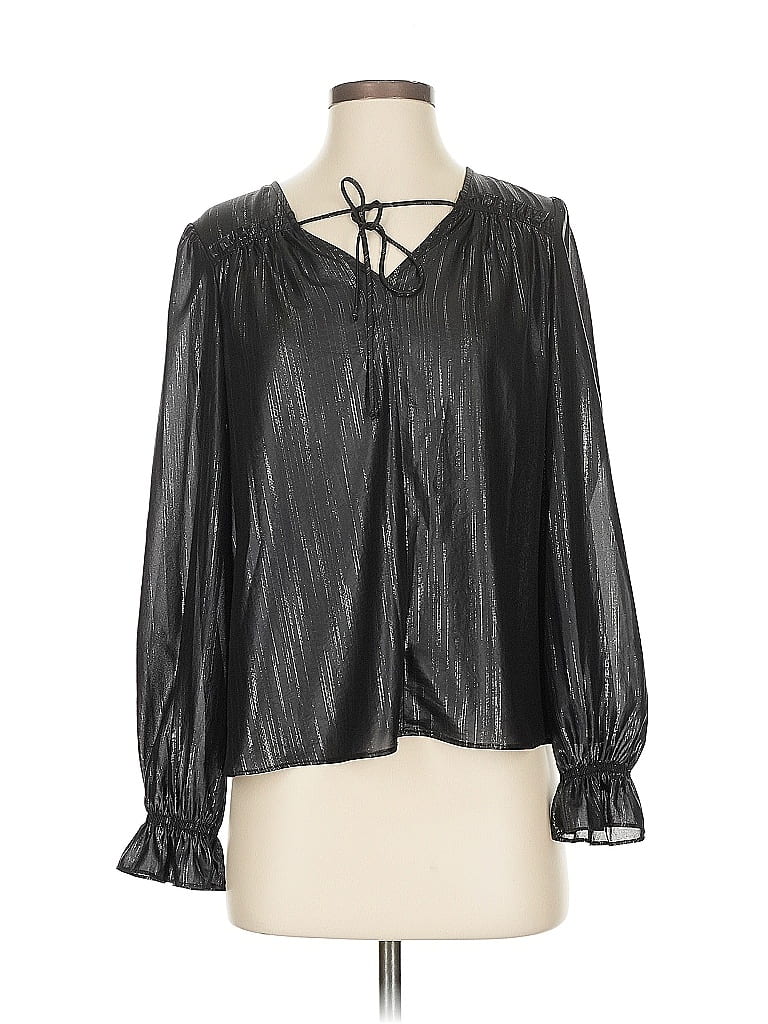 Pre-owned Current Air Long Sleeve Blouse In Black