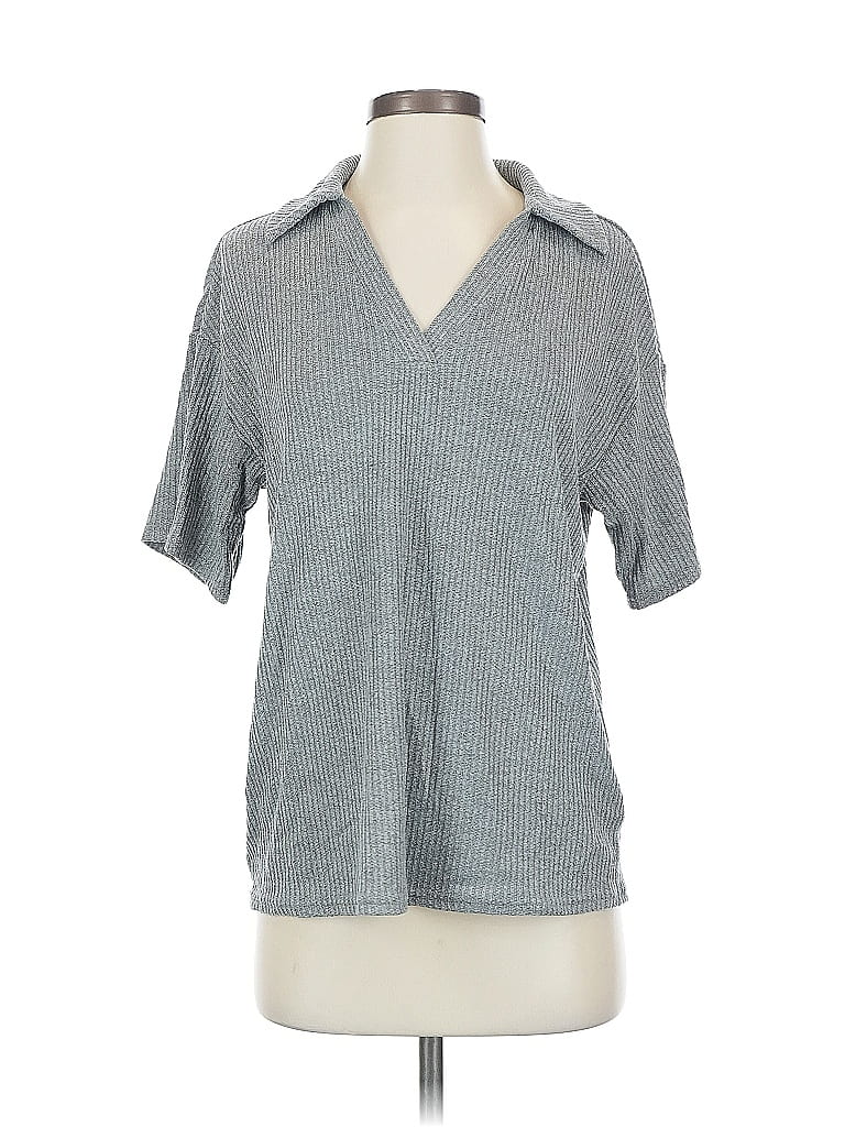 Pre-owned Open Edit Short Sleeve Polo Shirt In Gray