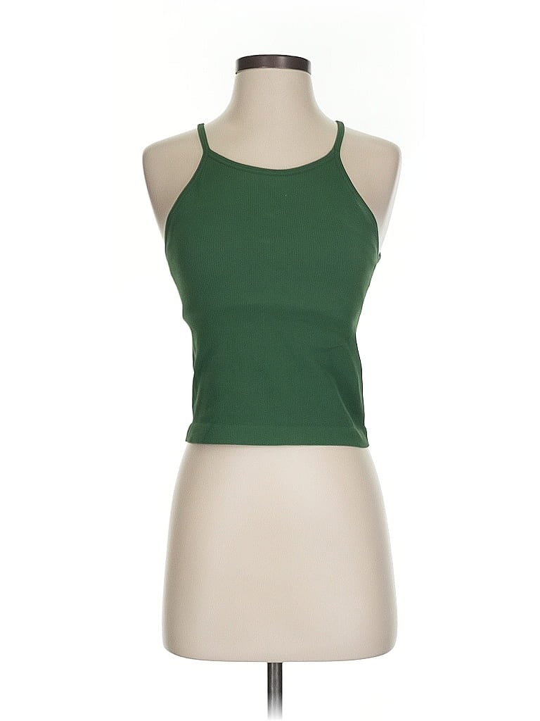 Pre-owned Unbranded Tank Top Green Halter Neckline Tops