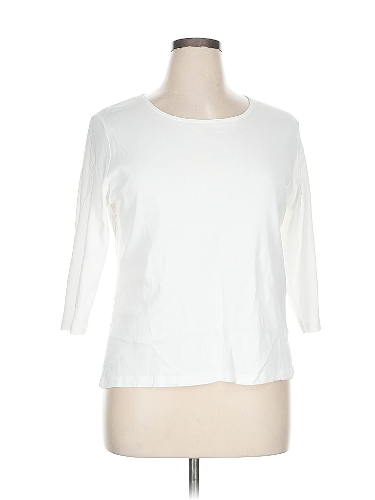 Pre-owned Karen Scott 3/4 Sleeve T-shirt In White
