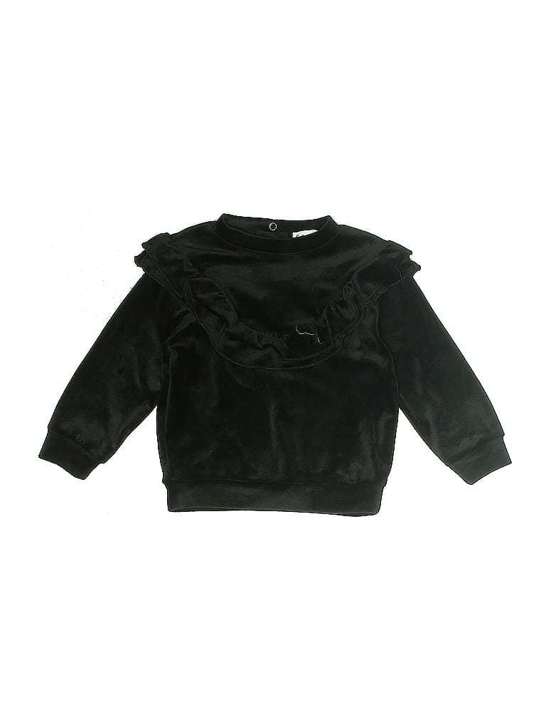 Pre-owned Splendid Babies' Long Sleeve Top Black Ruffles Neckline Tops