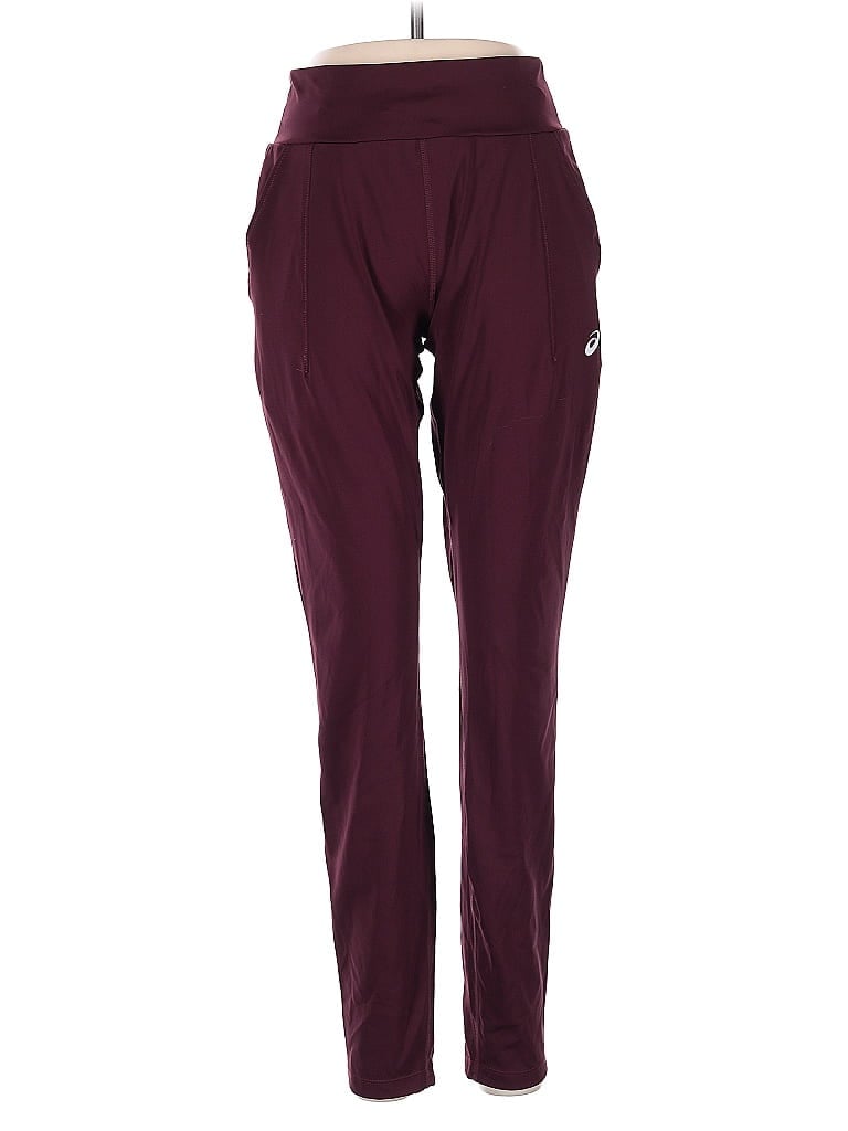 Pre-owned Asics Active Pants In Burgundy