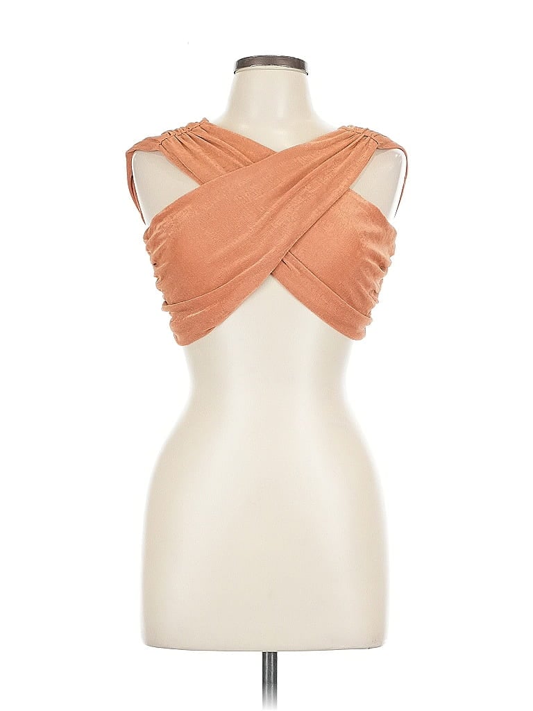 Pre-owned Lulus Tank Top Orange Strapless Neckline Tops