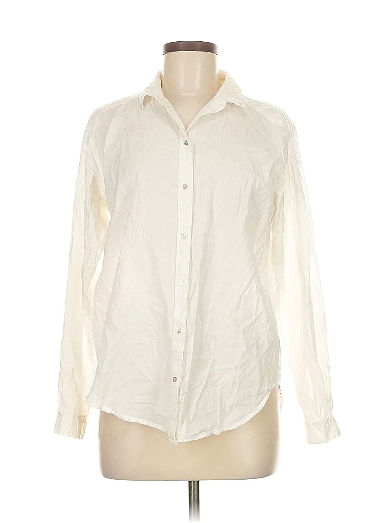 Pre-owned H&m Long Sleeve Button Down Shirt In White