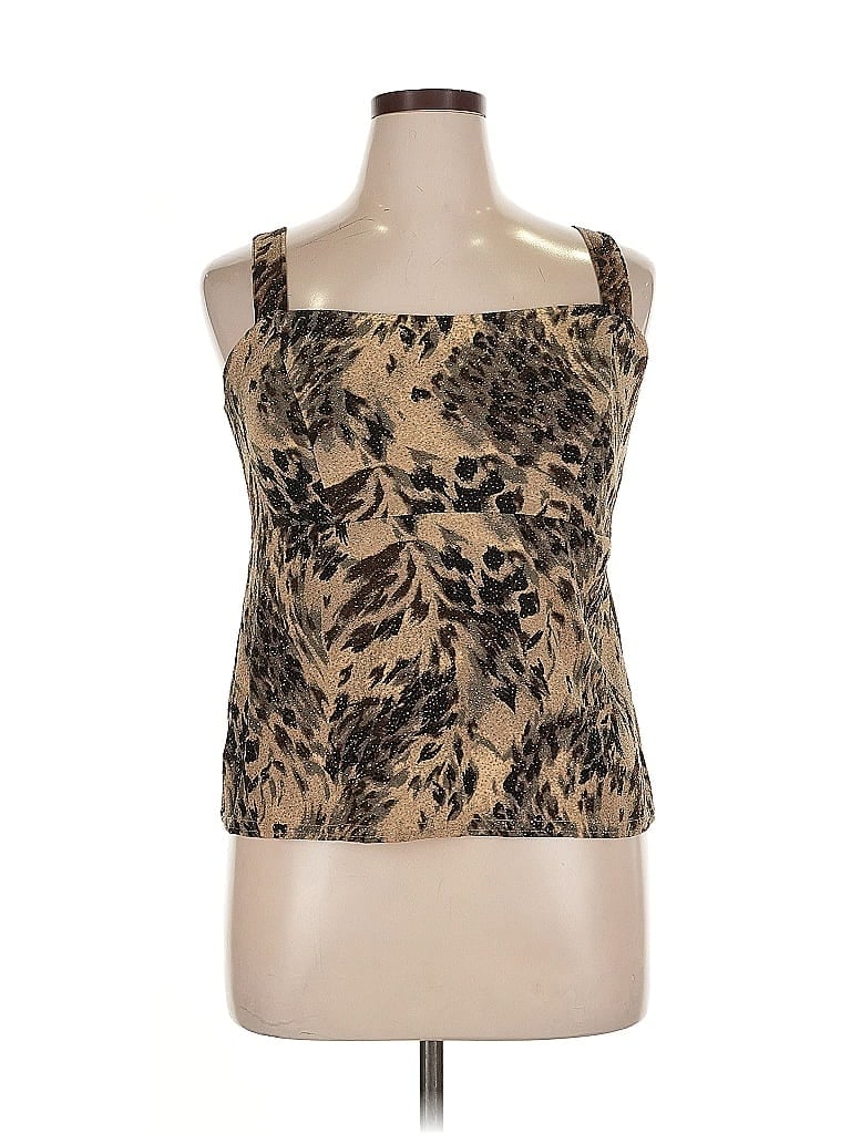 Pre-owned Onyx Nite Sleeveless Top Tan Halter Neckline Tops In Brown