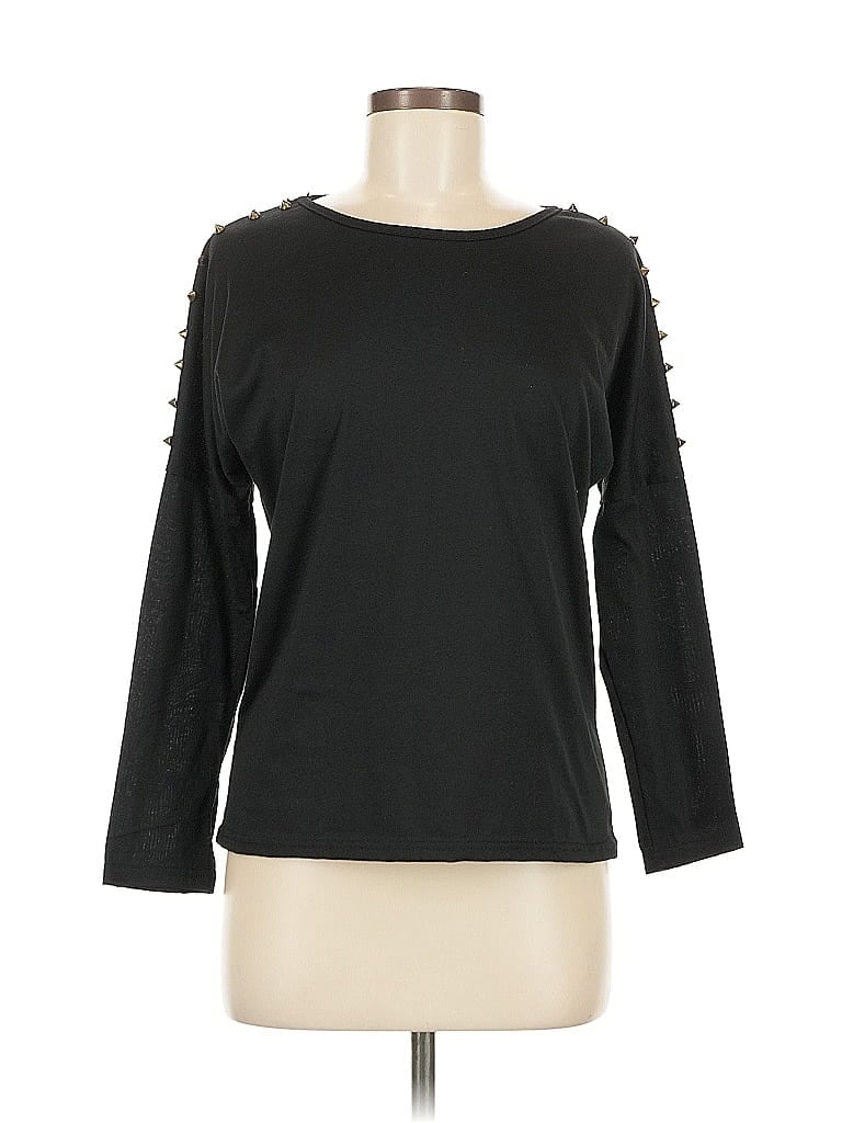 Pre-owned Unbranded 3/4 Sleeve T-shirt In Black