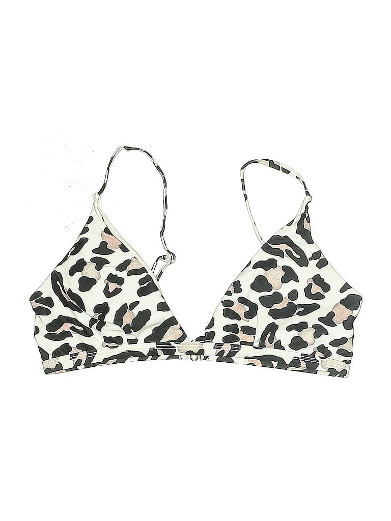 Pre-owned Unbranded Swimsuit Top Ivory Animal Print Pattern Swimwear In White