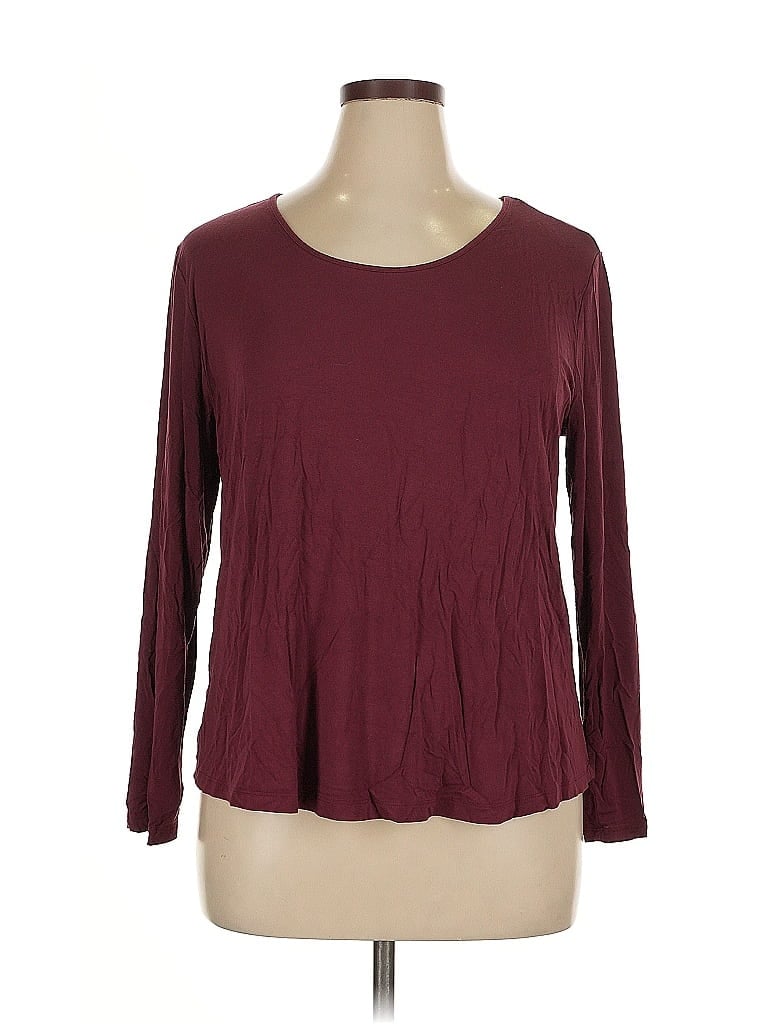 Pre-owned Soma 3/4 Sleeve T-shirt In Burgundy