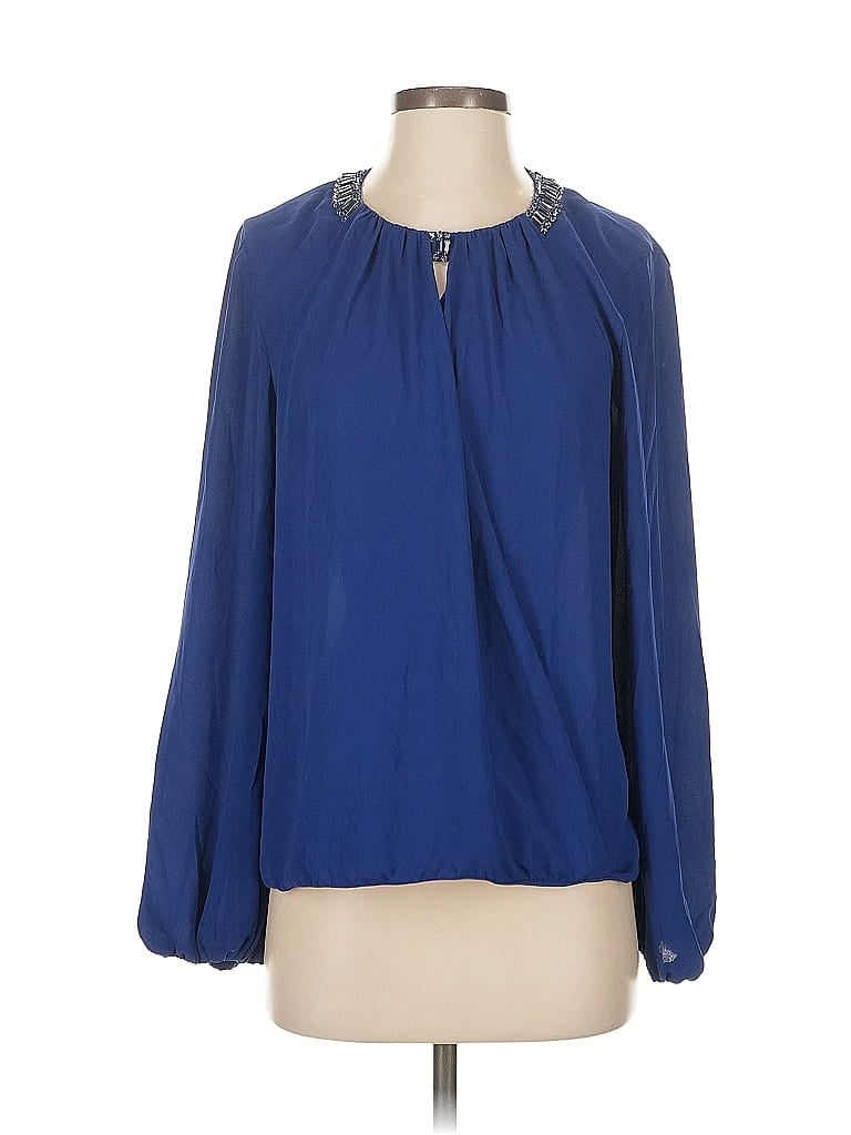 Pre-owned Bcbgmaxazria Long Sleeve Blouse In Blue