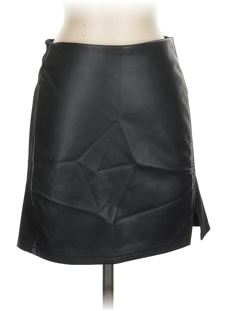 Pre-owned Rd Style Faux Leather Skirt In Black