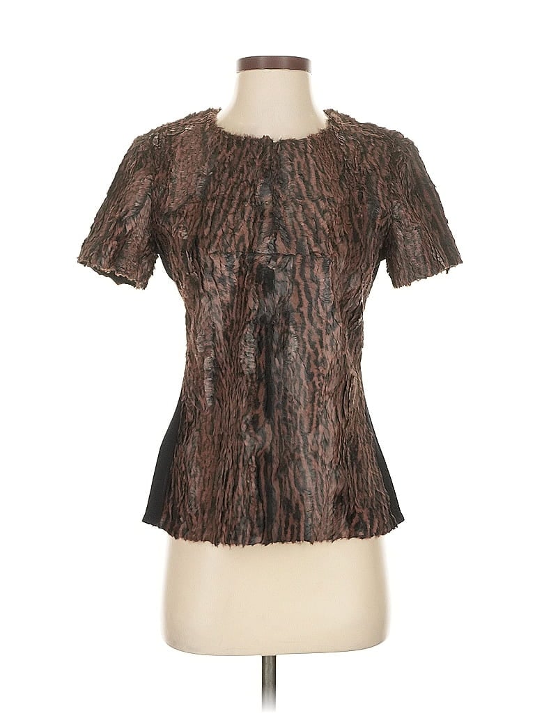 Pre-owned Bcbgmaxazria Short Sleeve Blouse In Brown