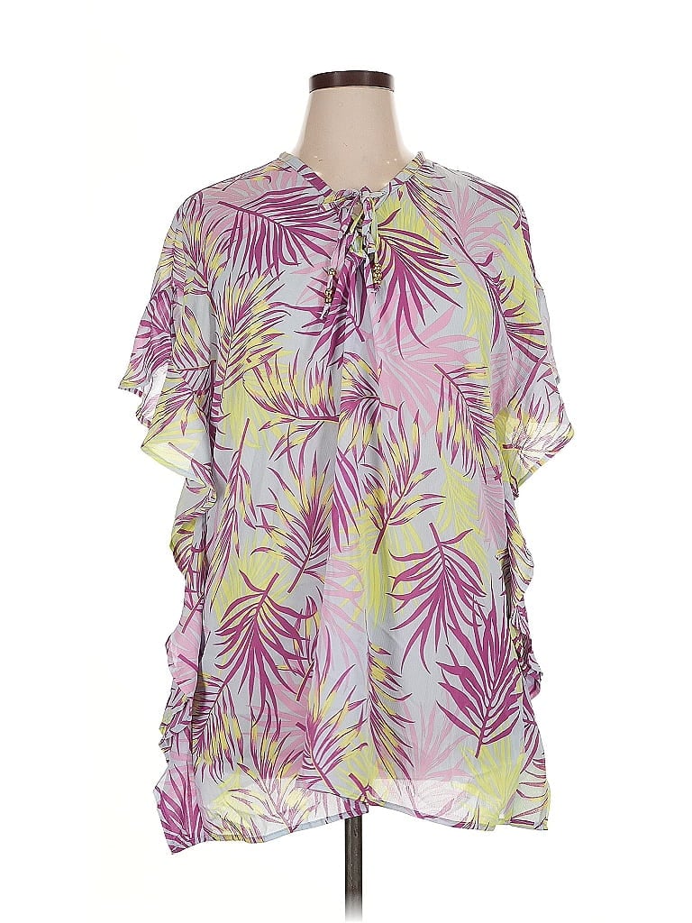 Pre-owned Miken Swim Short Sleeve Blouse In Purple