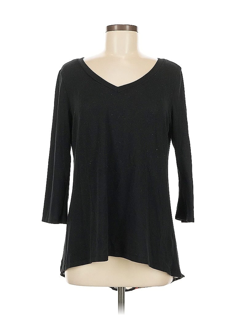 Pre-owned Le Lis 3/4 Sleeve Top Black V Neck Tops