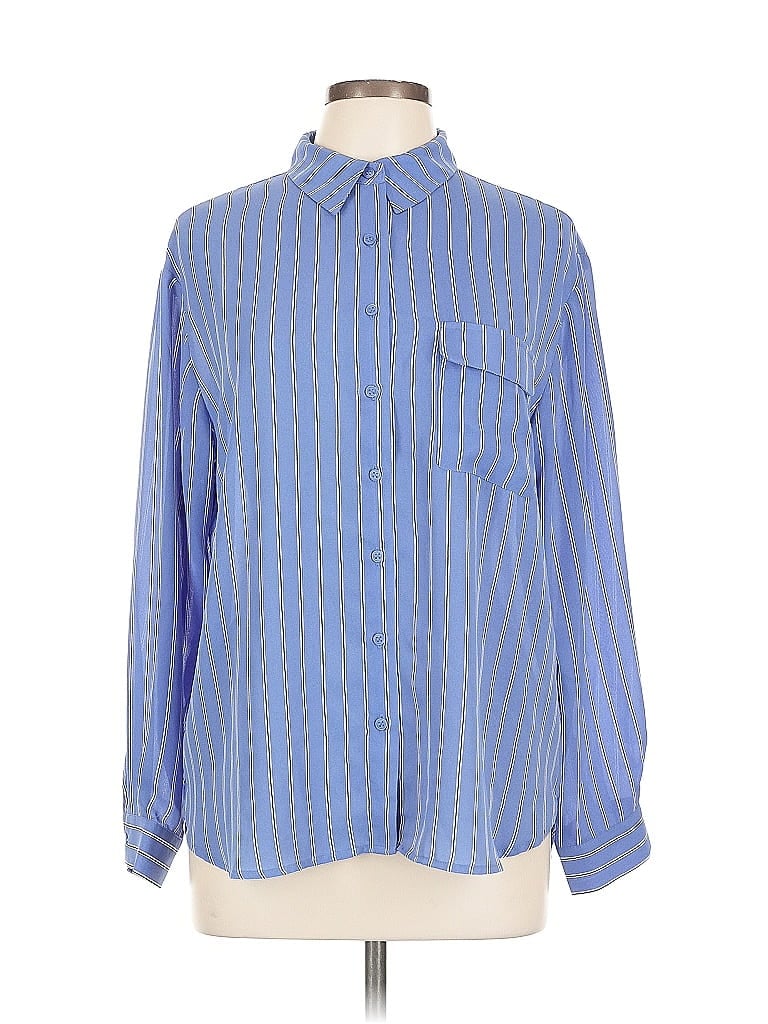 Pre-owned Pleione Long Sleeve Blouse In Blue