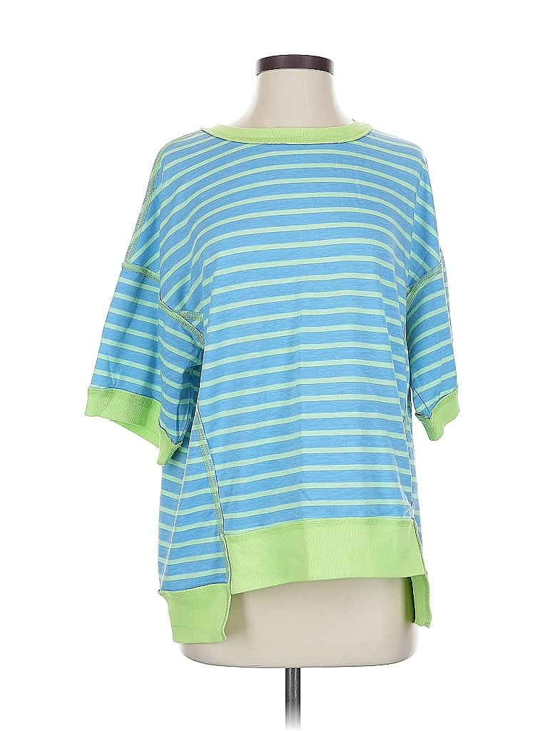 Pre-owned Unbranded 3/4 Sleeve T-shirt In Blue