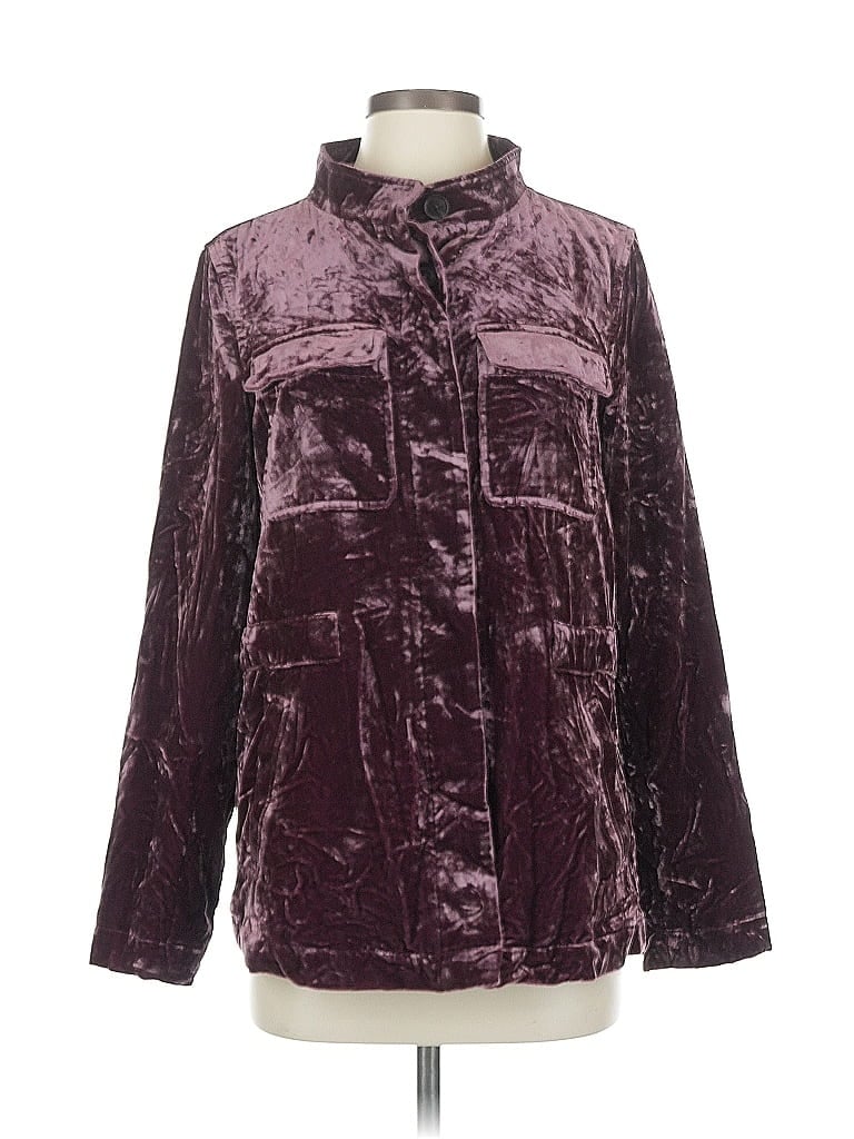 Pre-owned Ann Taylor Loft Faux Fur Jacket In Burgundy