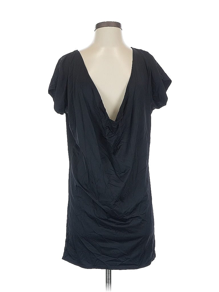 Pre-owned Donna Karan Short Sleeve Top Black Plunge Neckline Tops