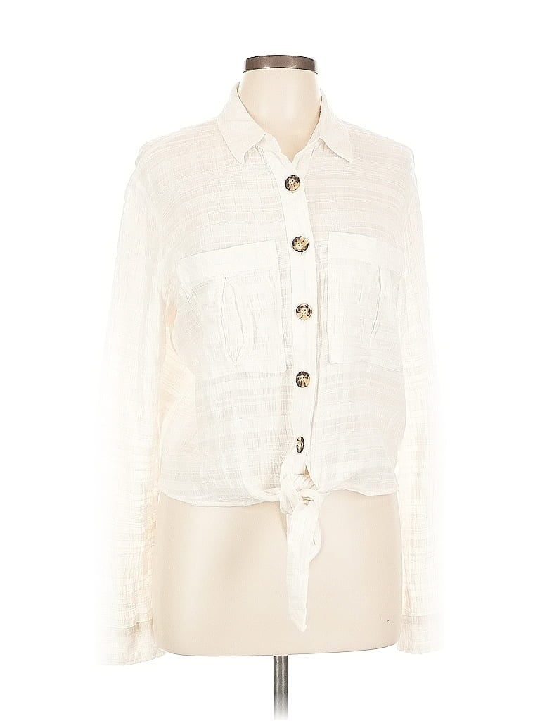 Pre-owned Express Long Sleeve Blouse In White