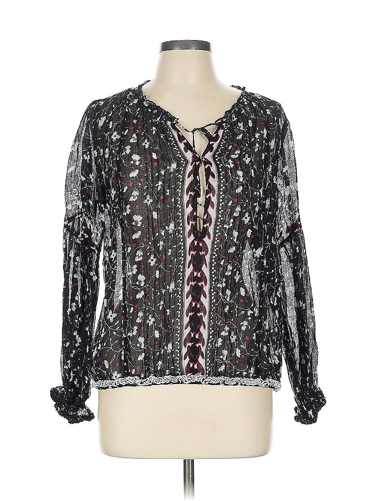 Pre-owned Poupette St Barth Long Sleeve Blouse In Black