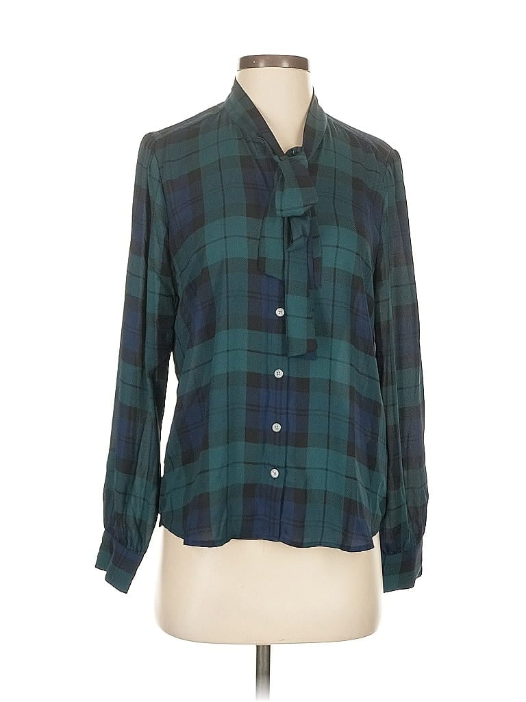 Pre-owned J.crew Factory Store Long Sleeve Blouse In Blue