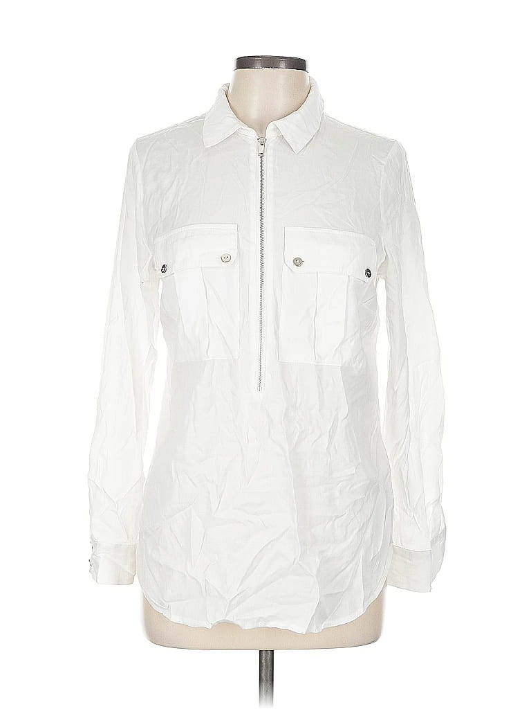 Pre-owned Mint Velvet Long Sleeve Button Down Shirt In White