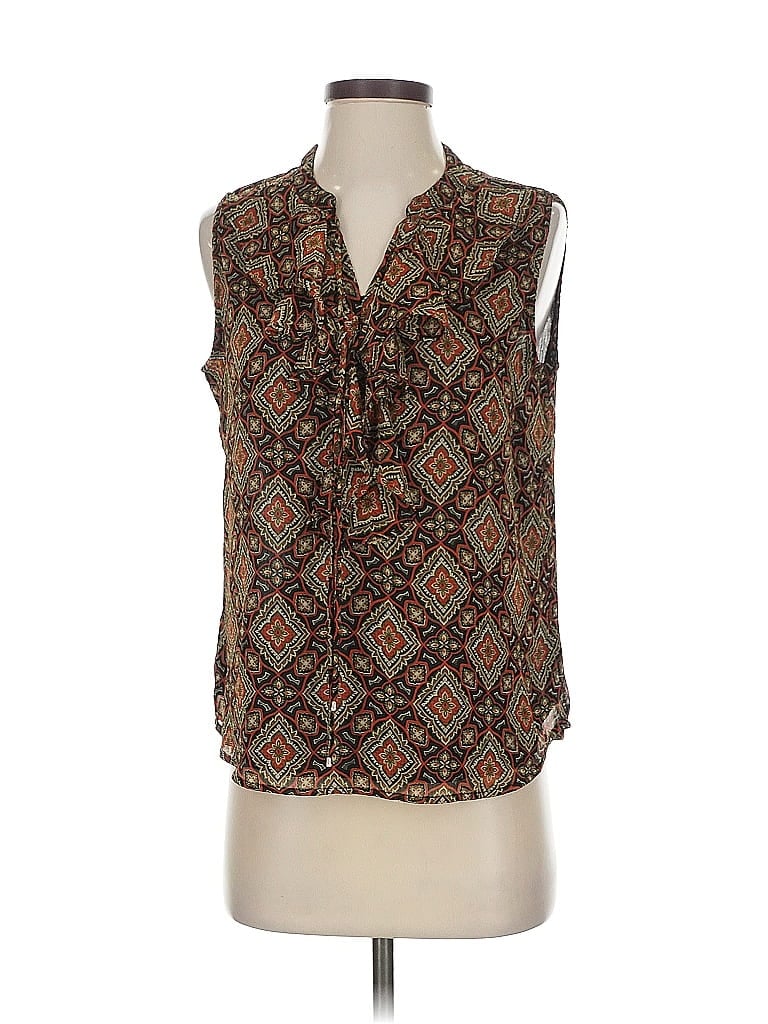 Pre-owned Tommy Hilfiger Tank Top Brown Tie Neck Tops