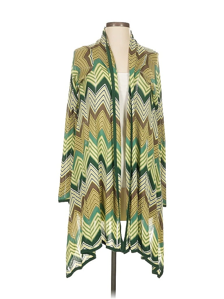 Pre-owned Bcbgmaxazria Silk Cardigan Sweater In Green