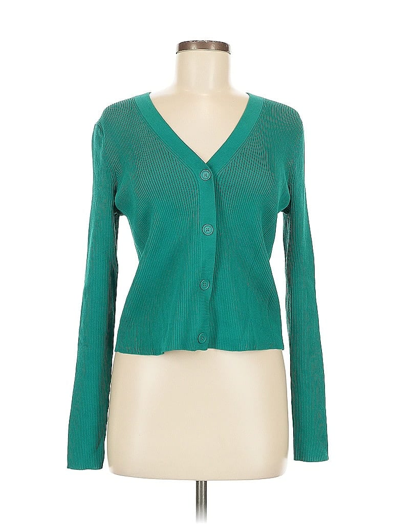 Pre-owned Halogen Cardigan Sweater In Green
