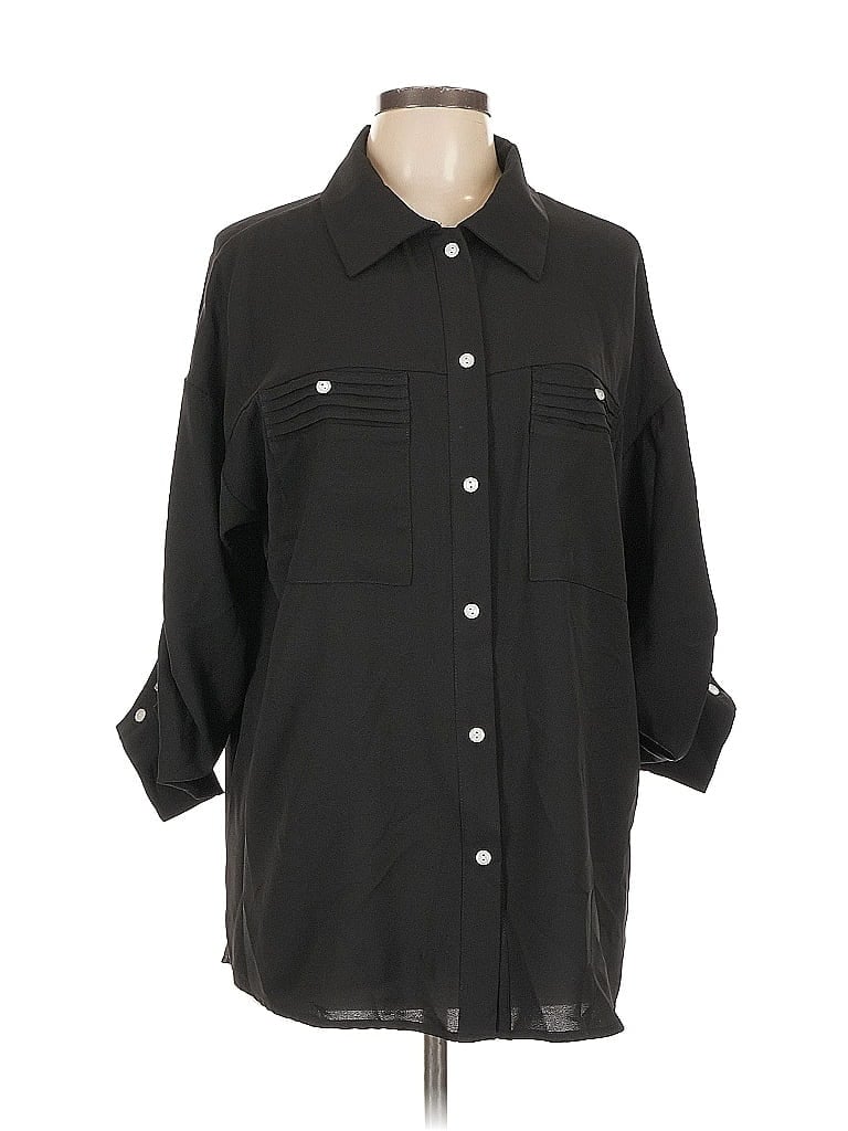 Pre-owned Unbranded 3/4 Sleeve Blouse In Black