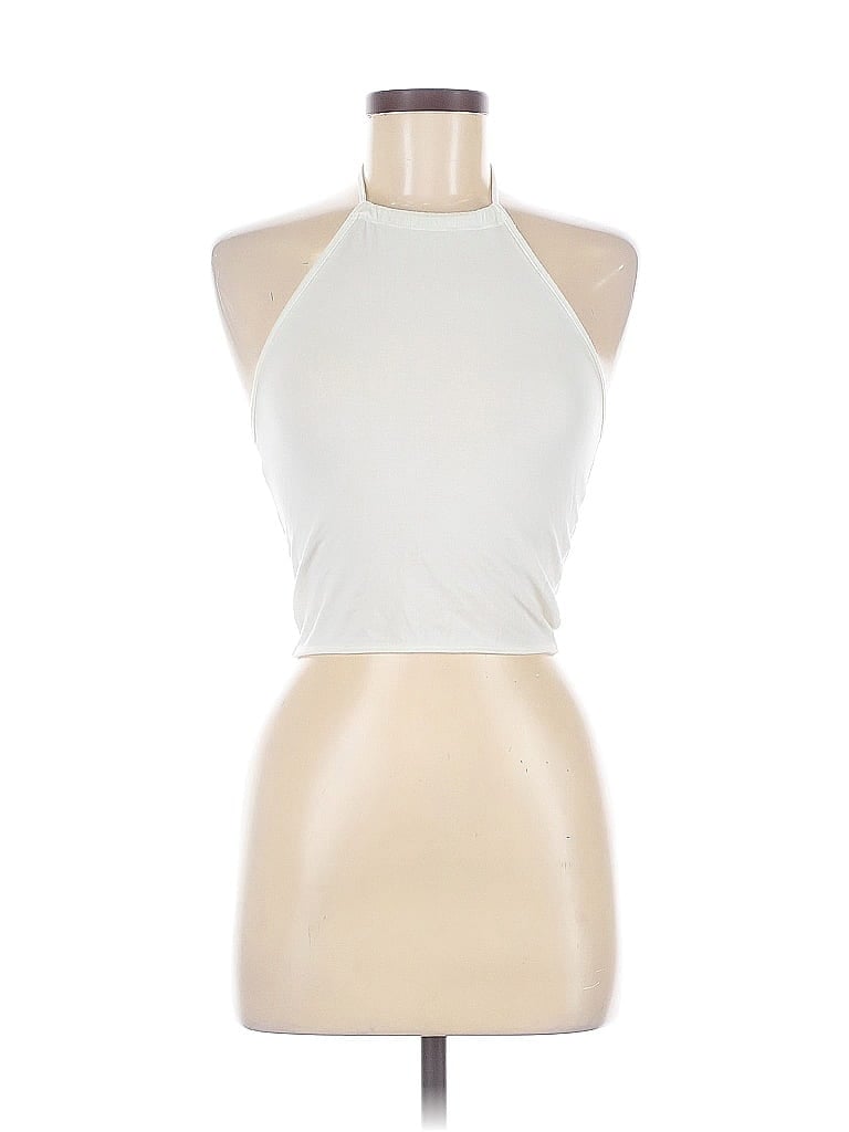 Pre-owned Brandy Melville Tank Top Ivory Halter Neckline Tops In White