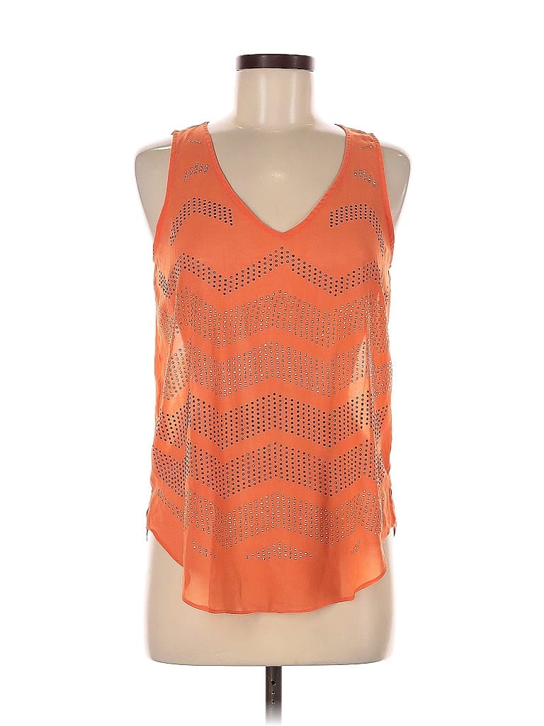Click to view more detailed imagery on our partner's website Pre-owned Black Sleeveless Blouse In Orange