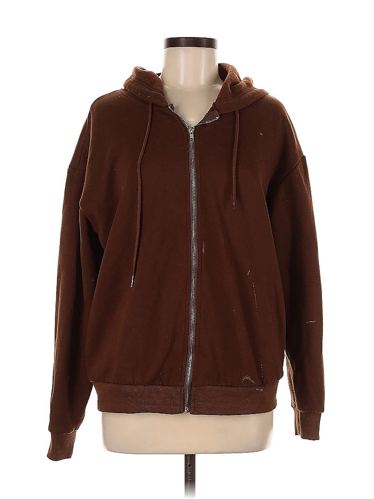 Pre-owned Unbranded Zip Up Hoodie In Brown