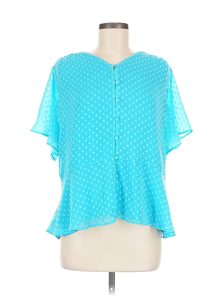 Pre-owned Chico's Short Sleeve Blouse In Blue